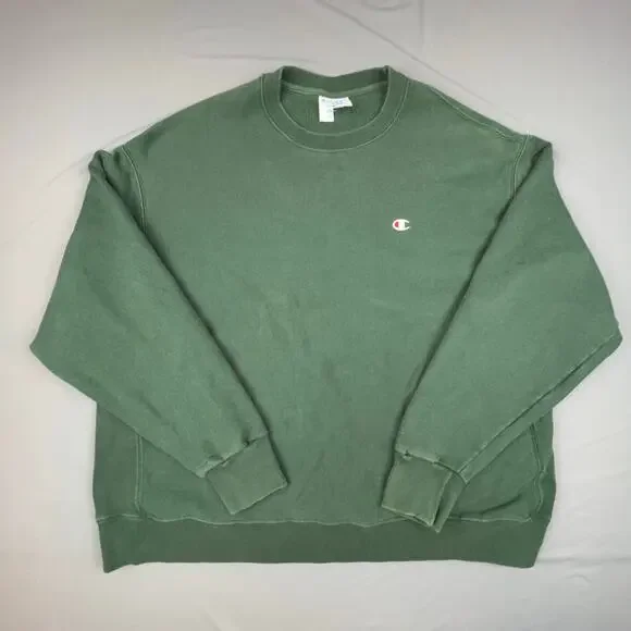 Champion Reverse Weave Crewneck Sweatshirt Green 3XL Oversized Fit - Picture 1 of 9